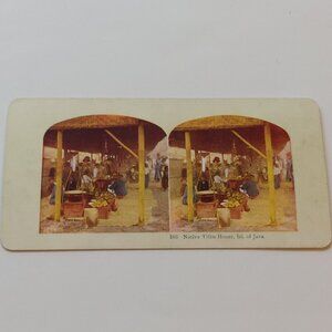 ANTIQUE STEREOGRAPH Card DOUBLE SIDED Tokyo Japan Tiffin House Isl of Java